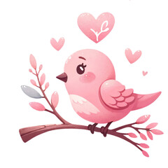 watercolor Love birds perched on a branch. , Valentine's Day, illustration, element, Graphic Elements, design element. Icon design