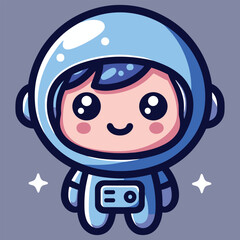 Cute astronaut happy smiling to you cartoon vector icon illustration. science techno chibi