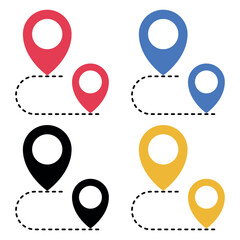 Location pin with dotted lines set - obrazy, fototapety, plakaty