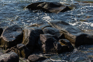Rocks and waves in the sea