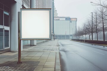 Empty billboard standing beside a building on the street, branding marketing image