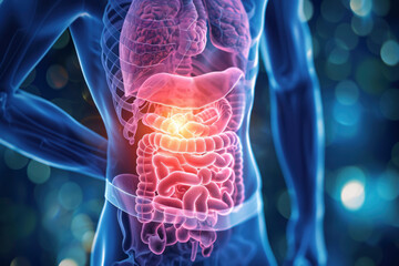 Digestive issues encompass a range of symptoms and conditions that affect the gastrointestinal (GI) tract, which includes the stomach, small intestine, large intestine - obrazy, fototapety, plakaty