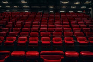 rows of red seats in the cinema