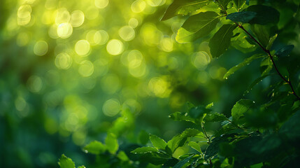 Fototapeta na wymiar Blurry Photo of Green Leaves in Sunlight