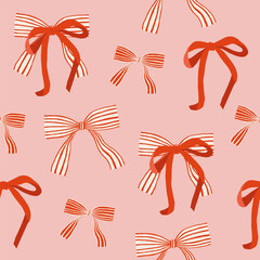 Bow various seamless pattern. Gift bows hand drawn trendy vector illustration - 726360216