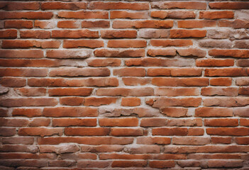 Rustic brick wall with weathered mortar