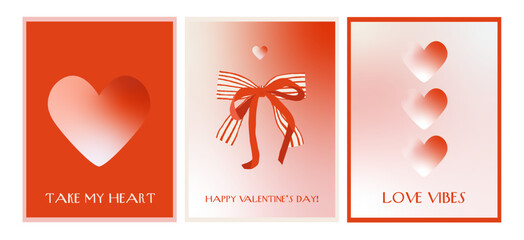 Retro vintage Valentine's day cards in trendy style. Flat vector illustration. - 726360253