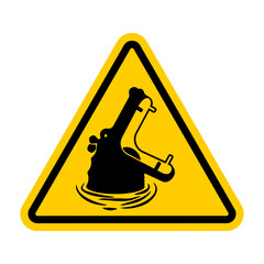 Attention hippopotamus symbol. Red road triangular sign. Caution hippo icon