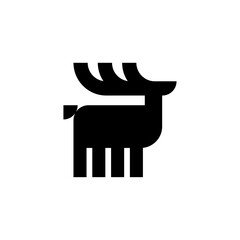 Deer simplified sign. Ethnographic symbol of moose.
