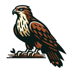 Naklejka premium Wild animal bird of prey, raptor bird vector design illustration, hawk eagle falcon logo flat design template isolated on white background