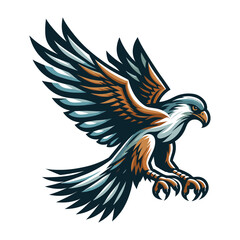 Obraz premium Wild animal bird of prey, raptor bird vector design illustration, hawk eagle falcon logo flat design template isolated on white background