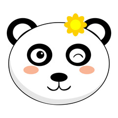 Kawaii cute illustration of little panda. Funny animal character in cartoon style. Kawaii funny panda with pink cheeks and big black eyes. Vector. Cartoon Kawaii Animal Vector illustration.