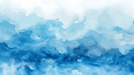 Blue and White Watercolor Painting on a White Background