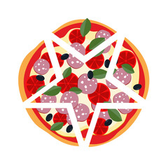 Pentagram pizza. Pieces of pizza in the shape of a pentagon. concept is very spicy pizza.