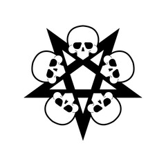 Pentagram and skull sign of Satan.