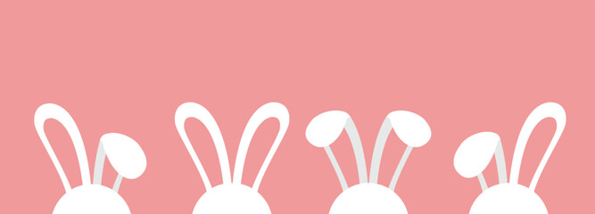 Easter bunny ears, head vector illustration isolated on isolated background. Rabbit ear. Cute pastel color cartoon design elements for holidays, seasonal, spring decoration.