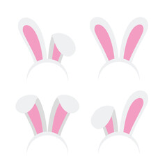 Easter bunny ears headband vector illustration isolated on background. Rabbit ear. Cute cartoon design elements for holidays, seasonal, spring decoration.