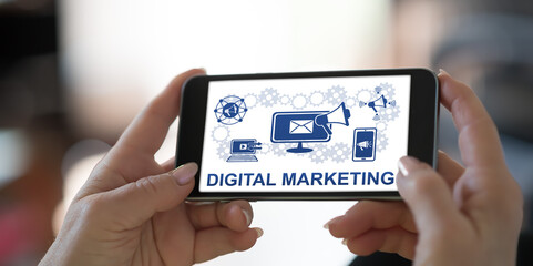 Digital marketing concept on a smartphone