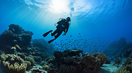 Scuba diver and reef 