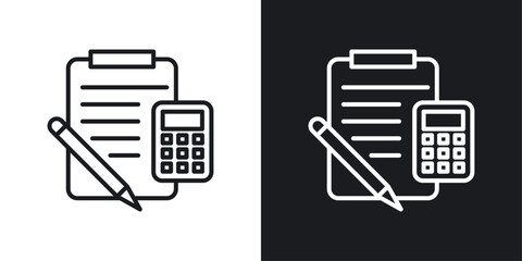 Accounting Icon Designed in a Line Style on White Background.