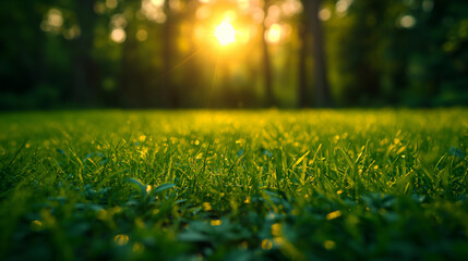 Fototapeta na wymiar Sun Shines Through Trees in Park