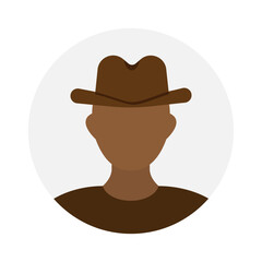 Empty face icon avatar with cowboy hat. Vector illustration.