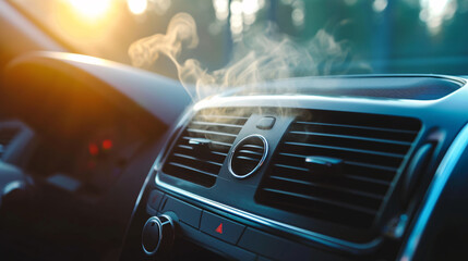 Car Interior with Air Conditioning Vent and Climate Control System