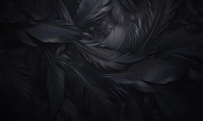 Dark Black Feather Texture as Abstract Background Wallpaper