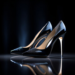 Elegant Black Stilettos: Chic Footwear Product Shot - obrazy, fototapety, plakaty
