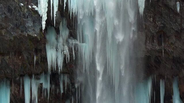 Cinematic shot of Kegon Waterfall in Nikko City in Tochigi prefecture, Japan