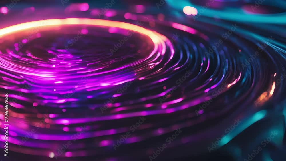 Aufkleber vibrant neon circles overlapping and interlocking creating a ripple effect of intense color.