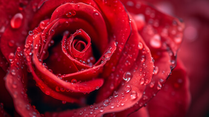 Ruby Red Rose Unveils Delicate Beauty in Dewy Close-up