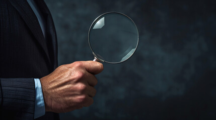 Businessman with Magnifying Glass Conducting Investigation