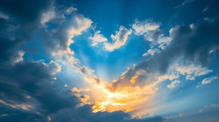 the sky with clouds forming a heart shape. generative AI