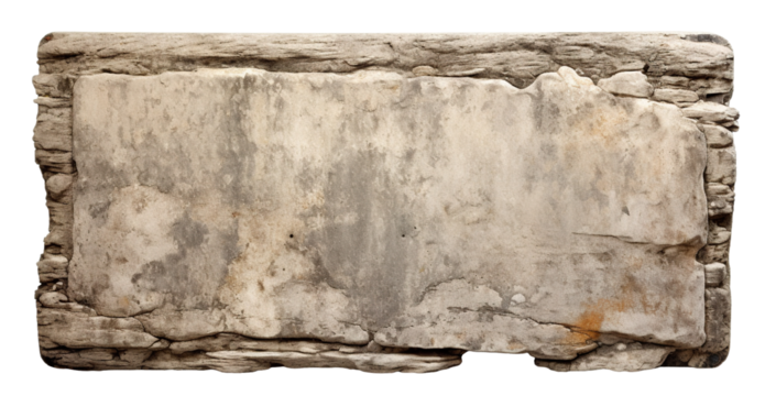 Old stone sign plate, cut out