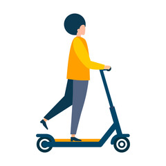 People ride scooters. Modern illustration. Flat vector. Isolated on white background.