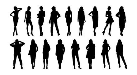 vector business man silhouetteSet of silhouettes of business people. Vector black silhouettes. Vector stencil isolated background. - obrazy, fototapety, plakaty