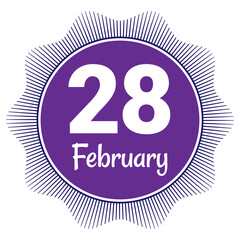 28 February, Date template. Useful design for calendar or event promotion. Vector illustration EPS 10 File. Isolated on white background. 