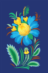 Colorful Ukrainian ethnic floral seamless pattern. Petryakovka vector file