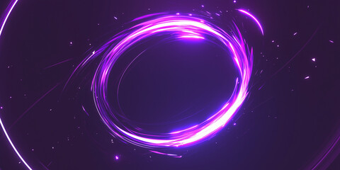Colorful light rays hud circle with holographic futuristic glow on plain black background