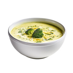 Creamv of Broccoli and cheddar soup, transparent background, Clipping Path, pen tool