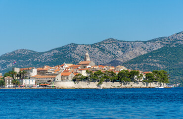 Fototapeta premium Beautiful townscape of picturesque old town Korcula on Korcula island, Croatia