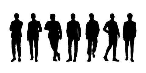 vector business man silhouetteSet of silhouettes of business people. Vector black silhouettes. Vector stencil isolated background. - obrazy, fototapety, plakaty