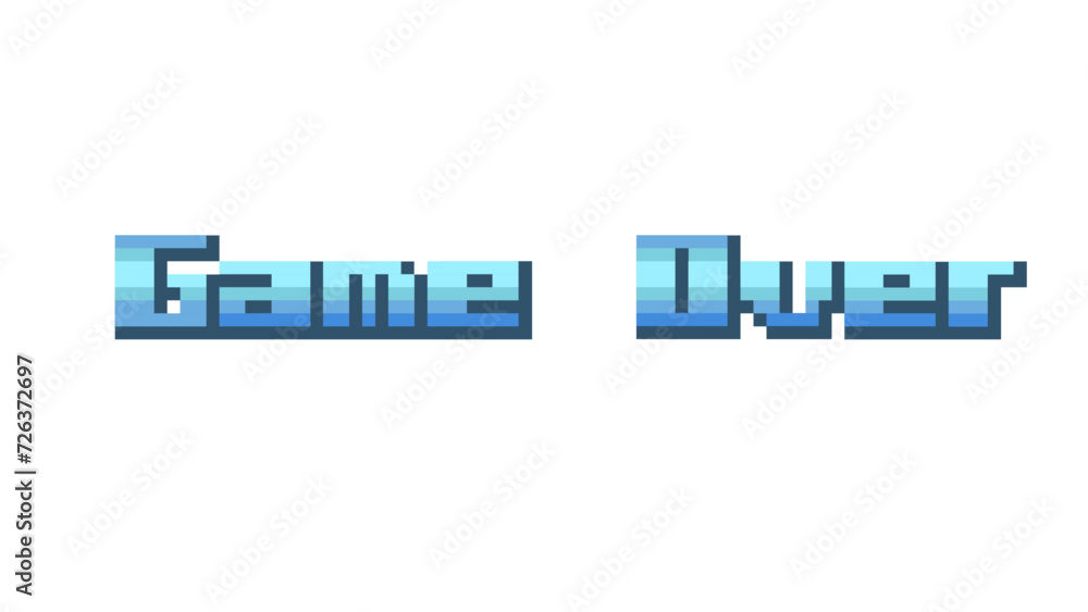 Poster game over text on white background.8 bit game.retro game.