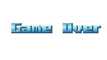 Game Over text on white background.8 bit game.retro game.	