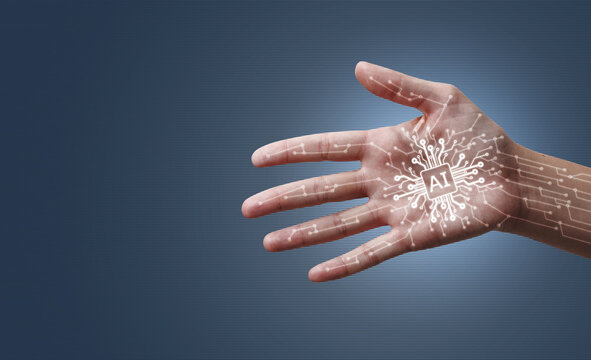 AI chip on human hand