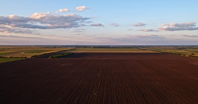 Sprawling industrial farm fields captured by drone