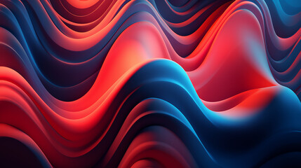 Abstract futuristic background with blue, orange, violet and red wave shapes. Visualization of motion waves. Wallpaper or backdrop for modern projects
