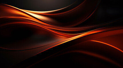 Abstract futuristic background with black and orange wave shapes. Visualization of motion waves. Wallpaper or backdrop for modern projects