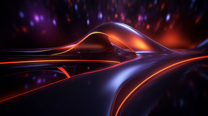 Abstract futuristic background with black and red wave shapes. Visualization of motion waves. Wallpaper or backdrop for modern projects